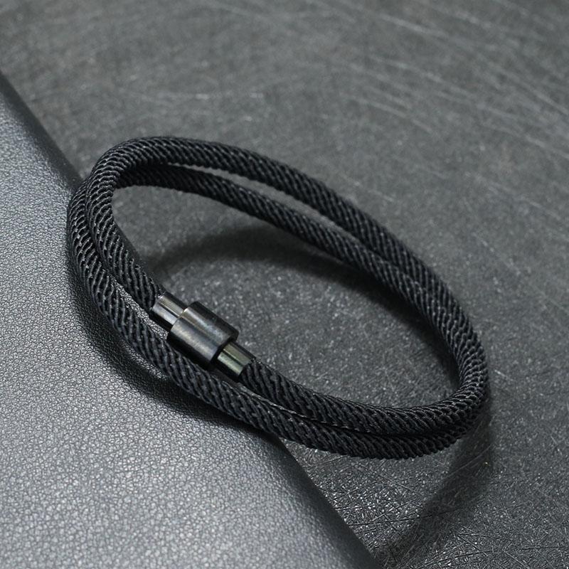 Nový minimalistický náramek s řetízkem 4 mm pro muže z nerezové oceli s magnetickým zapínáním Dvojitý látkový náramek Pulsera Hombre Dárek pro něj