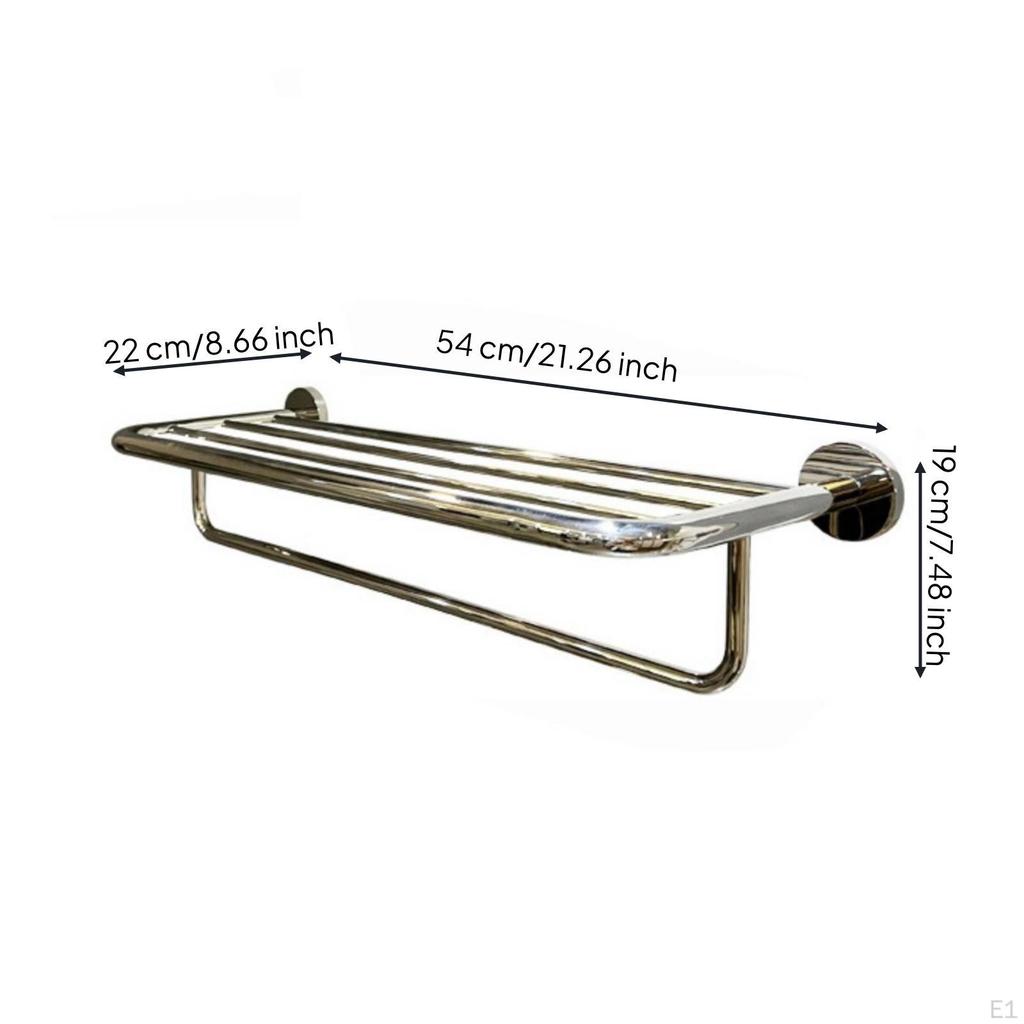 Towel Rack with Shelf Stainless Steel WallAttached Rustproof Mirror Light