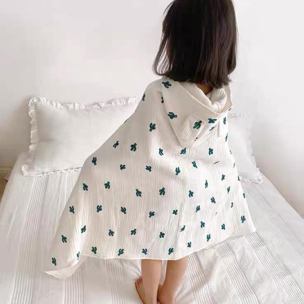 Four Layer Hooded Bathrobe Cartoon Printed Infant Bathrobe Warm Baby Gauze Bath Towel  Sleepwear