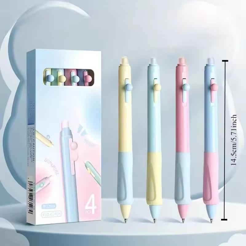 4Pcs/Box Retractable Erasable Gel Pens Fine Point 0.5 Mm No Need for White Out, 4pack Black/Blue Ink for Completing Sudoku and C