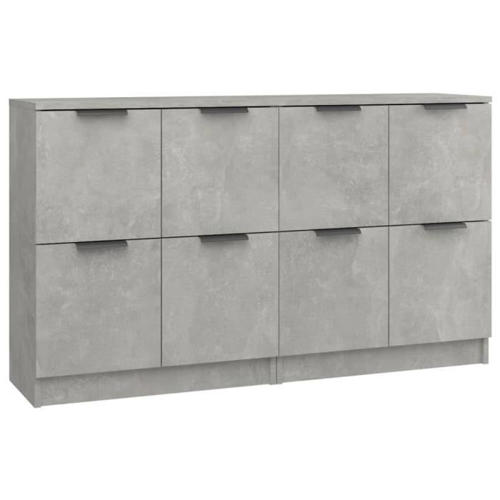 3115807 vidaXL Buffets 2 Pcs Concrete Grey 60x30x70 Cm Engineered Wood