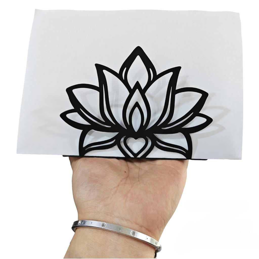 Boho Style Lotus Metal Napkin Holder - Rustic Tissue Stand for Kitchen, Bathroom & Office
