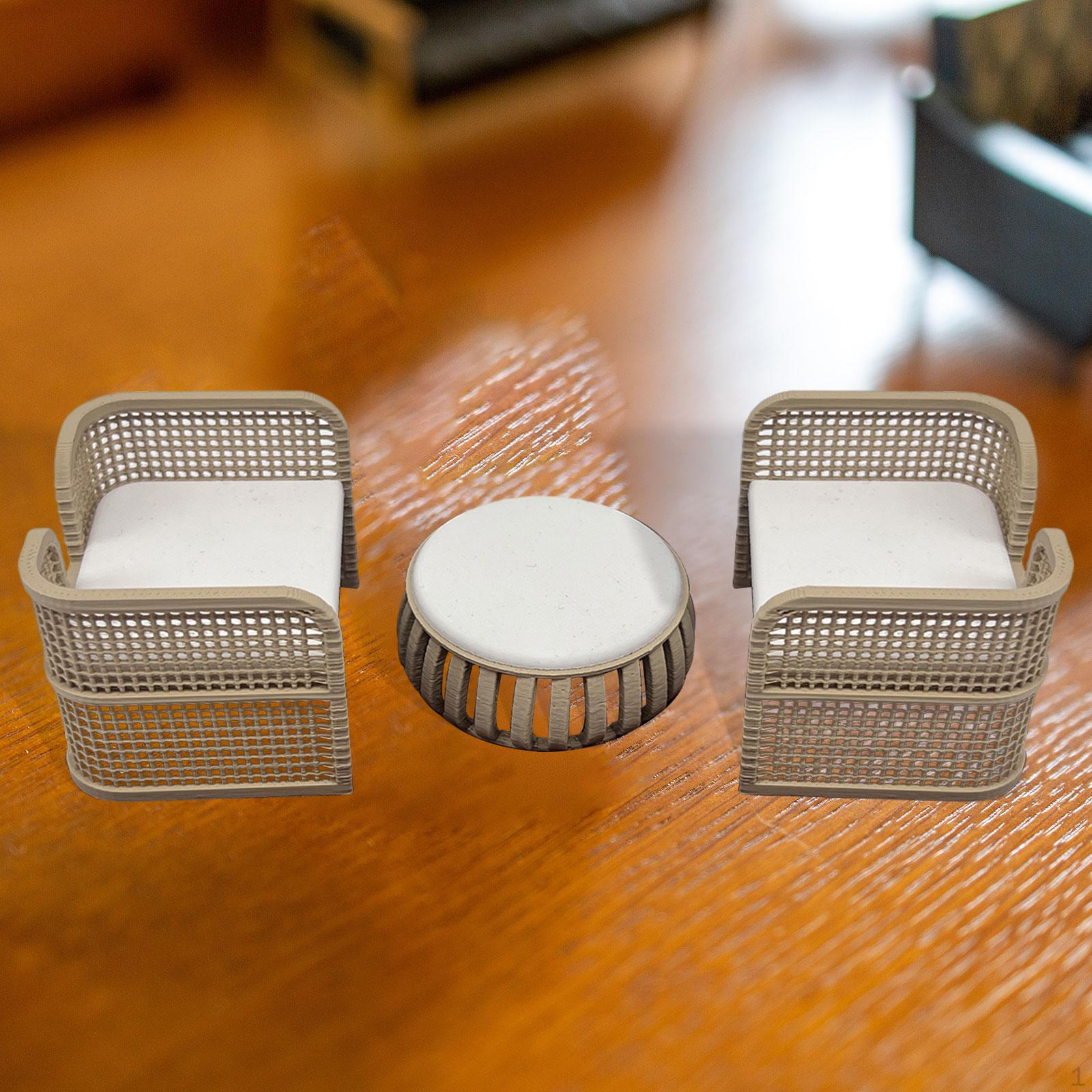 

Dollhouse Table and Chairs Set Decoration Accessories Cute Rustic Ornaments Dollhosue