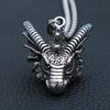 Vintage Vikings Dragon Pendant Necklace Mens 316L Stainless Steel Animal Head Biker Necklaces Punk Dragon Pendant Jewelry Gifts