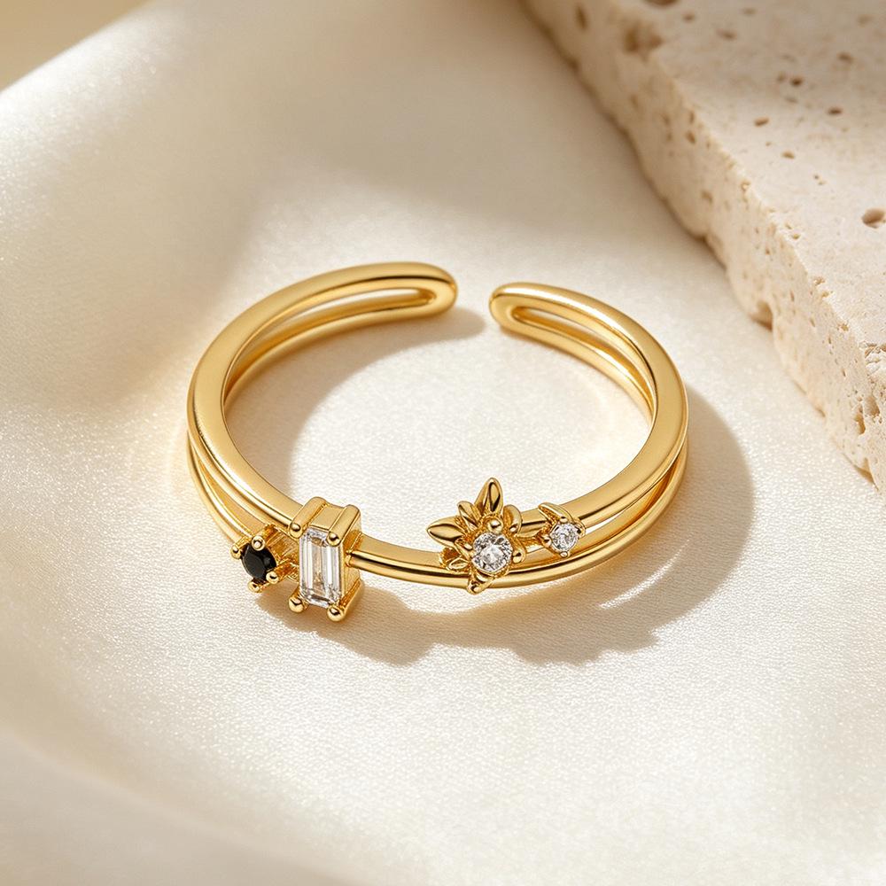European-inspired Geometric Zircon Ring, S925 Sterling Silver, Versatile Index Finger Design for Women