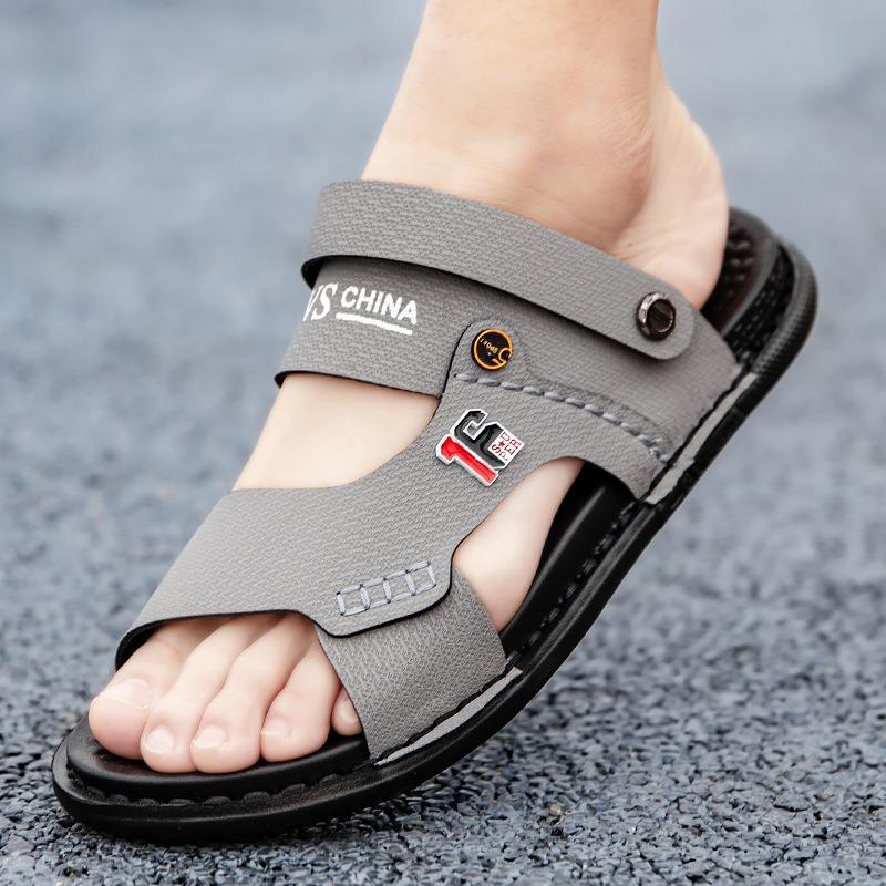 Summer slippers men's casual summer trendy fashion one-word slippers outside casual beach slippers men
