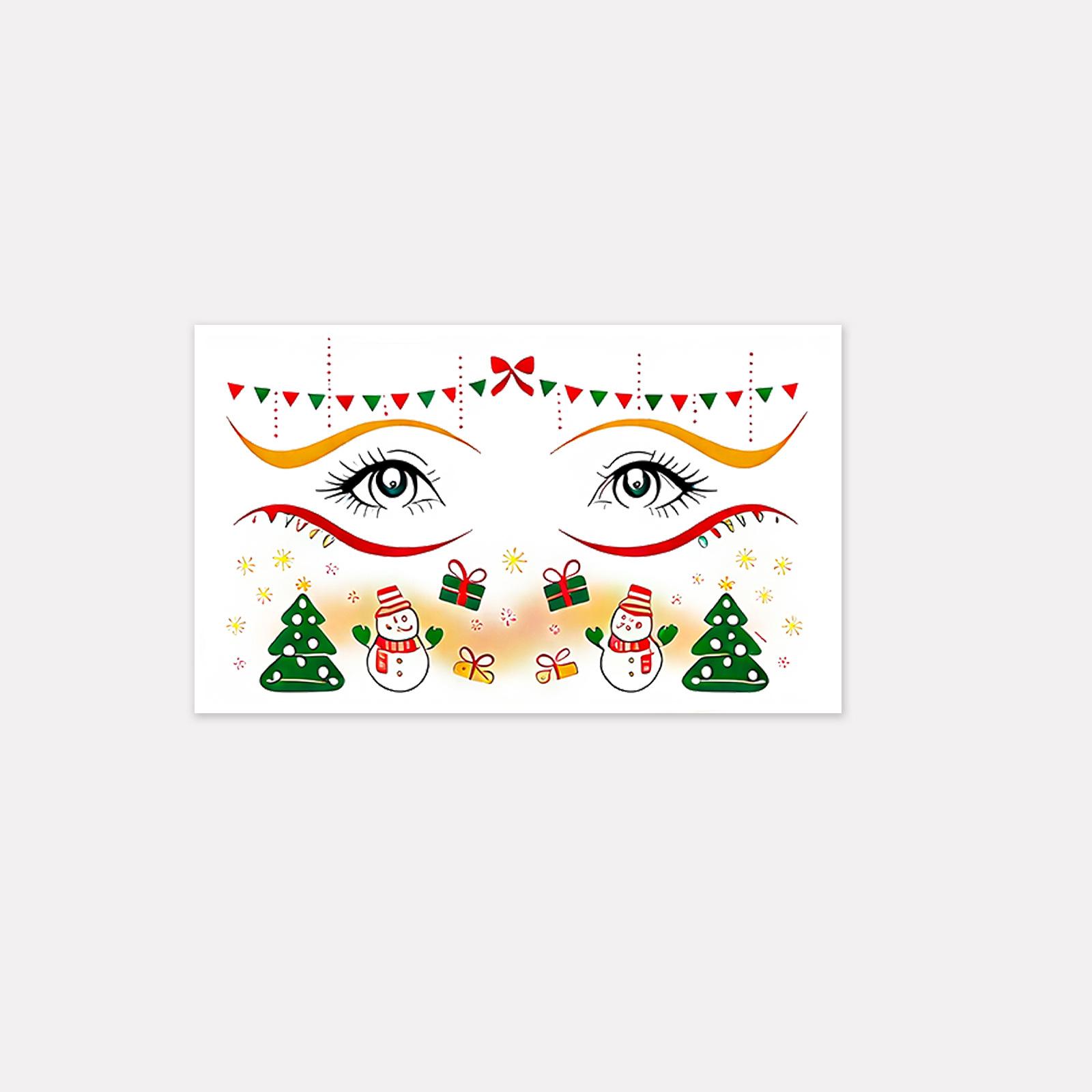 Christmas Makeup Face Stickers Cute Sweet Creative Christmas Day Temporary Tattoo Stickers 15*9