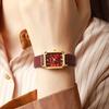 Simple Retro Fashion Rectangular Alloy Case Rhinestone Ladies Quartz Watch, Suitable for Daily Wear, Christmas Gift