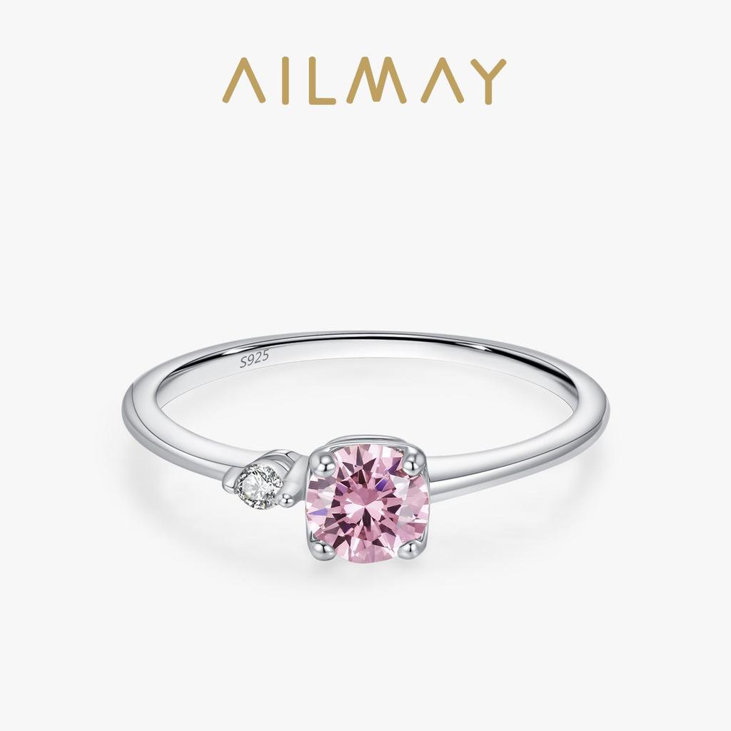 S925 Sterling Silver Korean Princess Pink Diamond Ring Light Luxury High-End Design