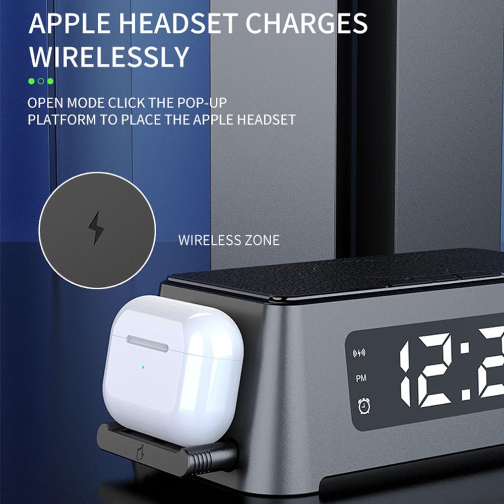 Alarm Clock Wireless Charger 3 In 1 For Iphone 14/13/12/11 Digital Display Wireless Chargers For Apple Watch/airpods Pro