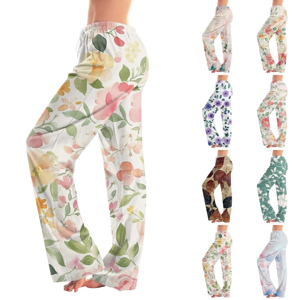Damenmode Lockere, lässige Freizeithose mit Blumenmuster