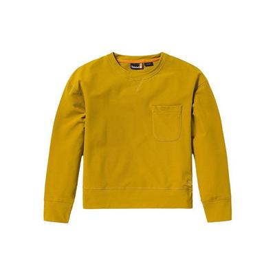 Einfarbiges lässiges lockeres wasserabweisendes Fleece-Sweatshirt mit Rundhalsausschnitt für Damen Golden-Palm A5X29-CY1