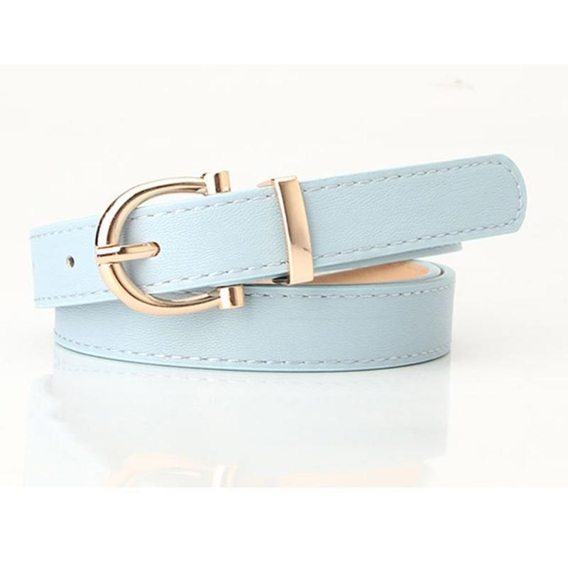 Adjustable Golden Oval Shape Buckle Thin Belt PU-leather All-match Belt Hot Girl Women Waist Belt for Coat Skirts Jeans
