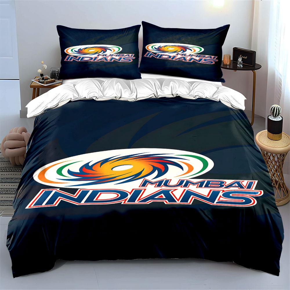 Mumbai Indians Logo Design Print Bedding Set Duvet Cover Pillowcases (1* Duvet Cover 2* Pillowcases Do Not Include Comforter)