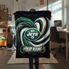Custom Name New York Jets Flannel Blanket, High quality Comfortable for All Seasons, Home Decor, Warmth and Comfort