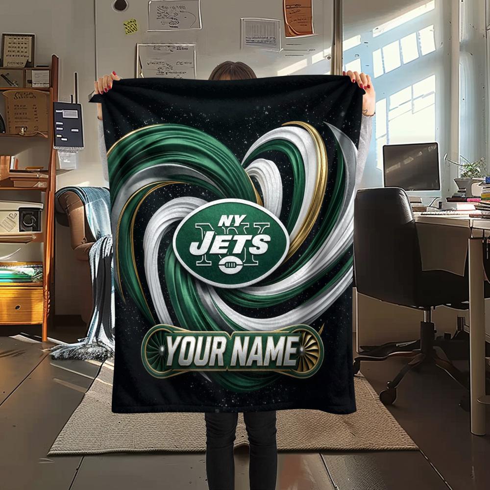 Custom Name New York Jets Flannel Blanket, High quality Comfortable for All Seasons, Home Decor, Warmth and Comfort