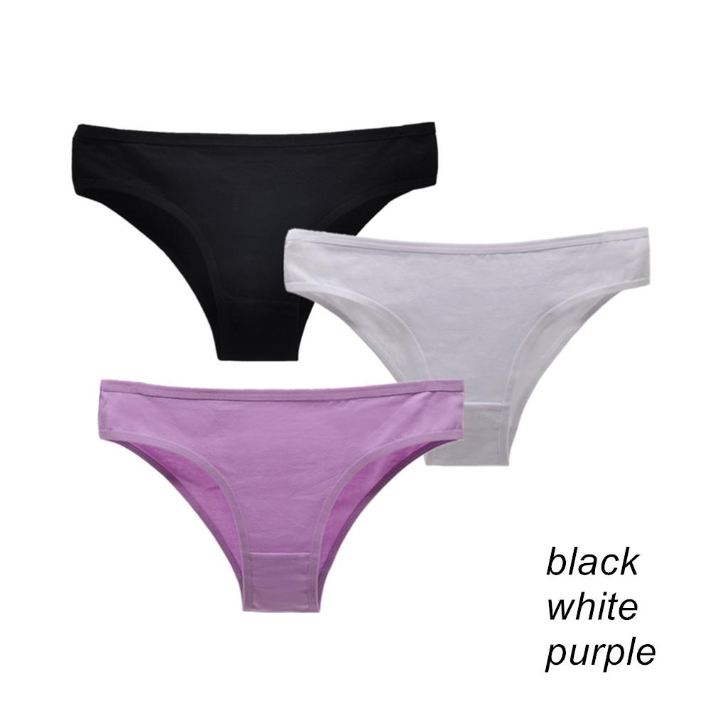 3Pcs/Lot Cotton Panties for Plus Size Women Low Rise Bikini Brief Girls Sexy Lingeries Solid Panty Female Intimate