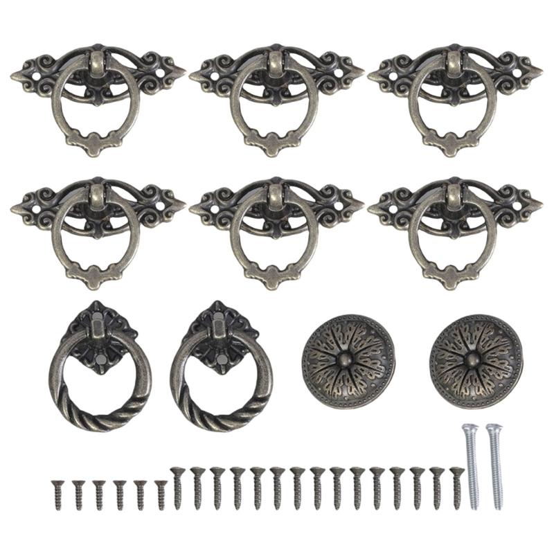 Antique Metal Rings Pulls Vintage Styles Handles Decorative Drawer Handles Decorative Pulls Set for Furniture & Cabinets