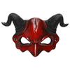 Demon Half Face Mask Realistic Red Satan Goat Mask with Adjustable