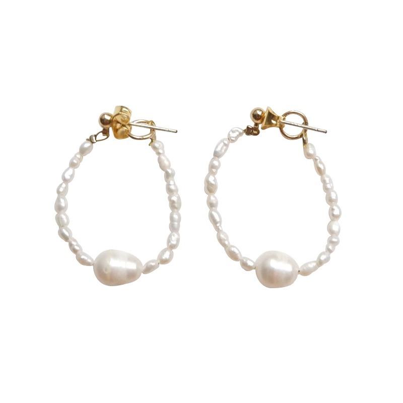 

Mockingbird pearl girl, original ins style minimalist gentle temperament natural pearl sterling silver stud earrings