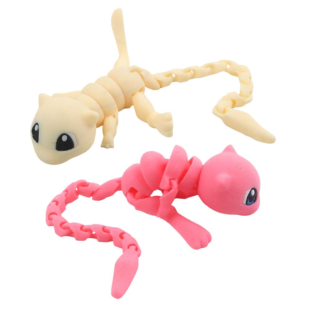 3D Printed Long Tailed Kitten, Vivid Cat Model, Miniature Desktop Ornament, Joint Movable And Pressure Relieving
