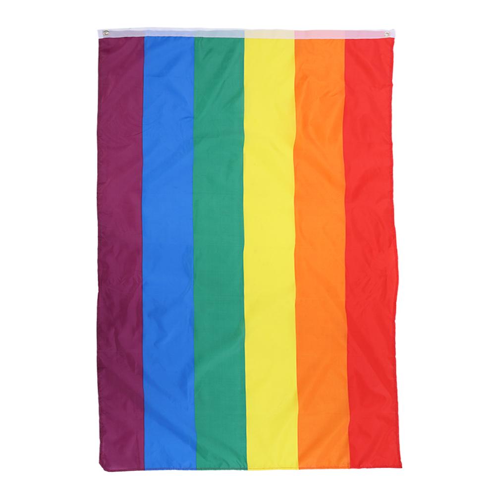 Hand Waving Rainbow Flag Banner Polyester Gay Pride Lesbian Flags with Grommets