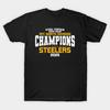 Men Black Print T-shirt Steelers Afc North Champs 2025 No-Cut Transfer Paper Print Cotton Tshirt