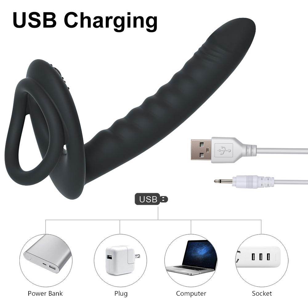 Strapon Dildo Vibrátor Sexuální hračky pro ženy Páry Anální kočička masturbátor Erotický dvojitý průnik Anální kolík Vibrátor Hračky pro dospělé