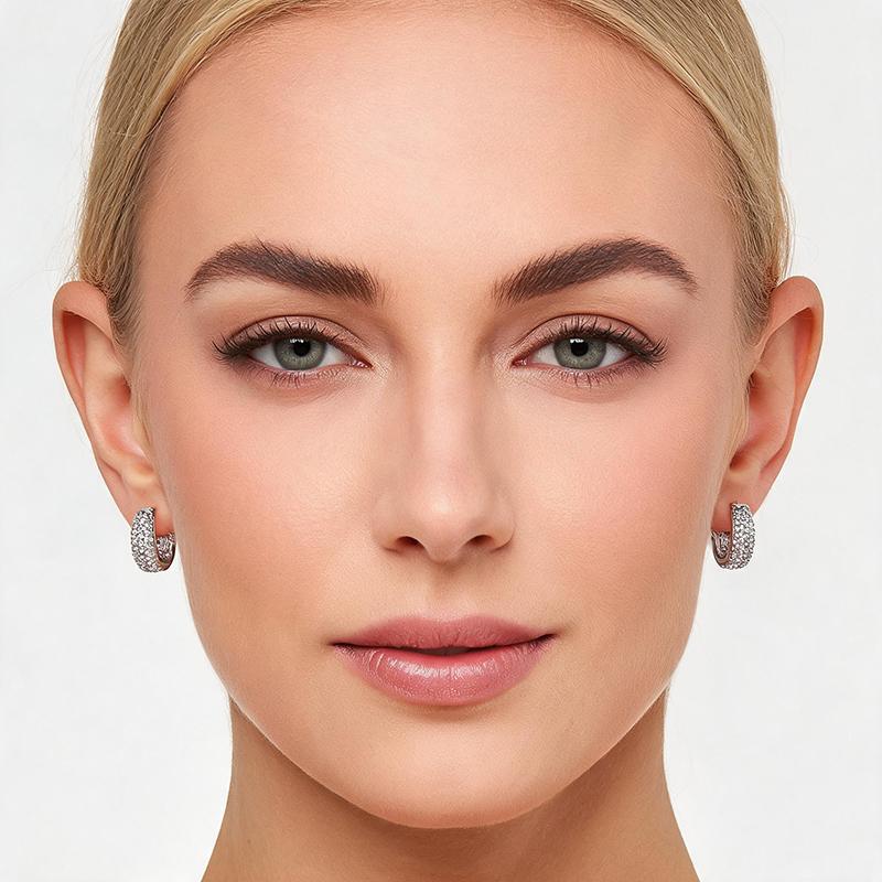 Fashion Zirconia U Shape Huggie Hoop Earrings For Women Geometric Ear Buckle Bridal Wedding Engagement Earrings Daily Jewelry