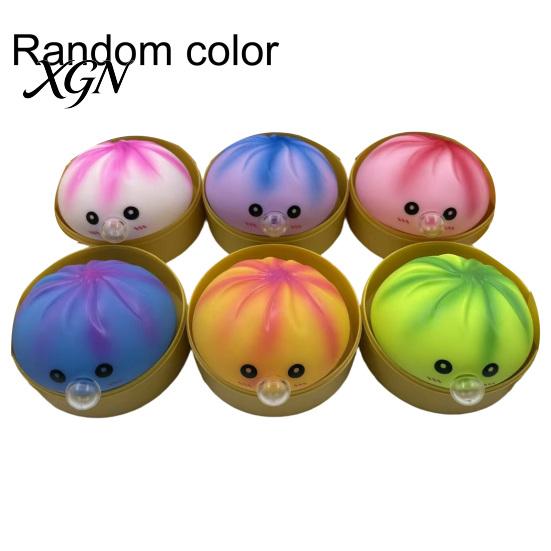 Dumpling Squeeze Toy Bubble Blowing with Steamer Box Soft Steamed Calming Hand Bun Sensory Decompression Dough Stress Ball Fidget Anxiety