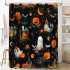 Halloween Decor Shower Curtain Spooky Ghosts Pumpkins Halloween-Themed Bathroom Shower Curtains For Kids' Bathrooms