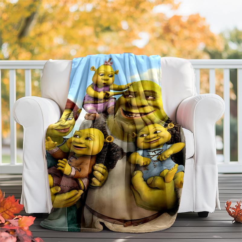 Přehoz s potiskem Shrek - Ideální na pohovku, postel, cestování a venkovní použití | Lze prát v pračce, útulný a odolný.