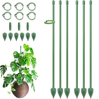 Plant Supports for Indoor Plants, 30cm Plant Stakes Support Sticks with Clips, Adjustable Monstera Support for Orchid Rose Flower