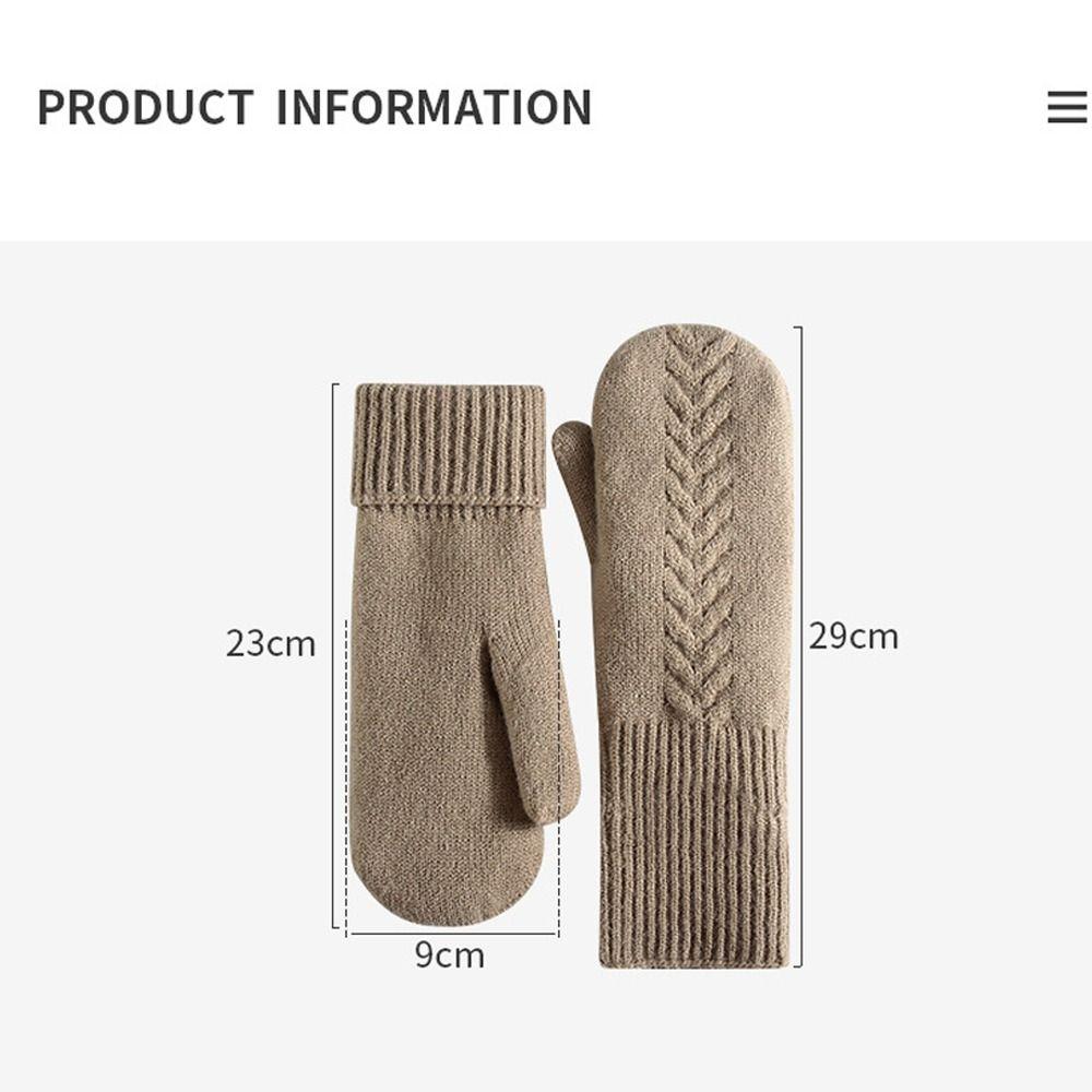 Comfort Fit Double Layer Thickened Knitted Gloves Interior Solid Color Warm Cover Gloves Soft All Fingers Gloves Cold Weather