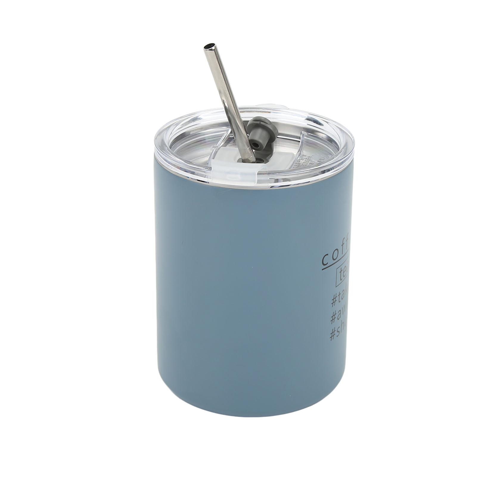 

12 унций 320 мл Кофейная кружка из нержавеющей стали Портативная Изолированная Кофейная Дорожная Кружка с Крышкой Соломинкой Черная