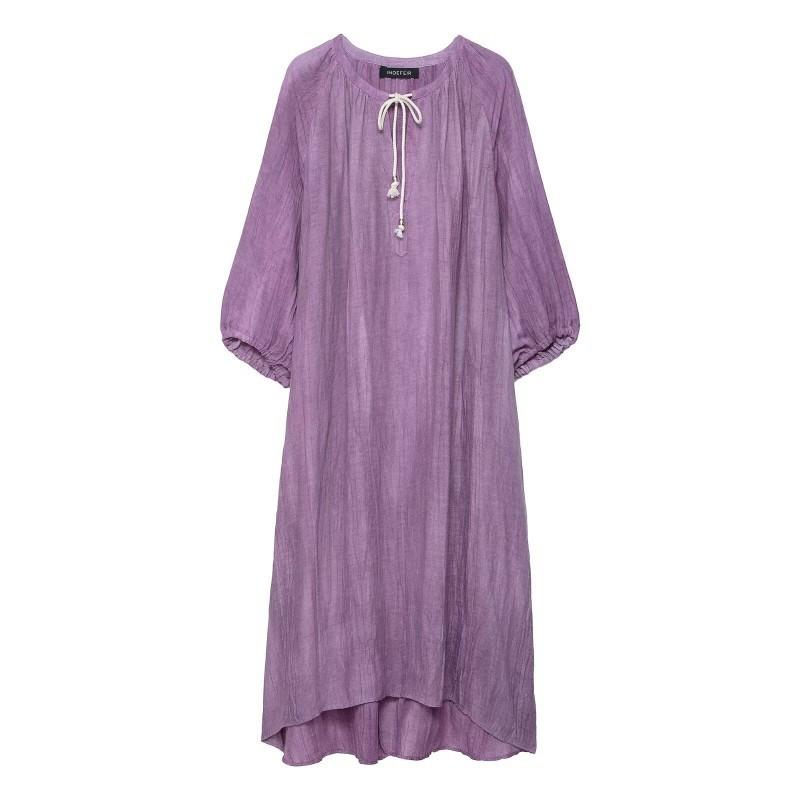 European American Women s Clothing Summer Casual Linen Imitation Loose Long Dress S светло-фиолетовый