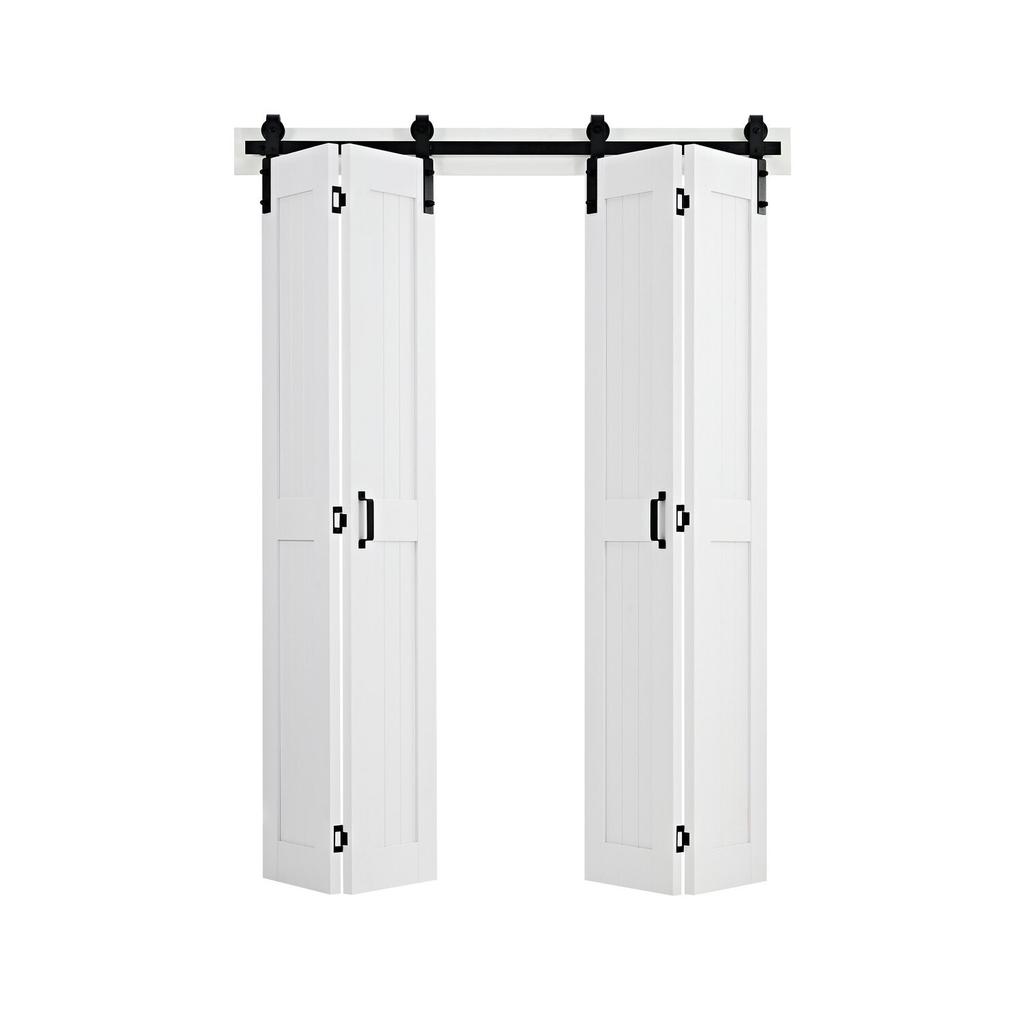Bifold Barn Door, 1219 x 2134 mm, MDF Bi-Fold Sliding Closet Doors, Hardware Kit Included, H-Frame Space-Saving Design, Pre-Assembled Panels for