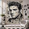 Wall Hanging Tapestry With Custom Name & Text, Elvis Presley Decorative Tapestry For Bedroom