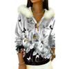 Women's Loose And Comfortable Casual Fashion Half-Zip Hooded Long Sleeve Conventional Printing Top
