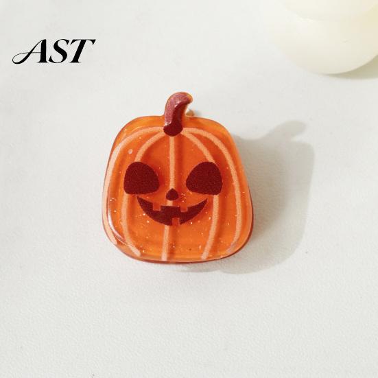 Halloween Hair Clips Cartoon for Women Girls, Acrylic Glitter Pumpkin/Ghost/Bat/Cat Reliable Clamping Force Accessories, Cute Decorative Barrettes