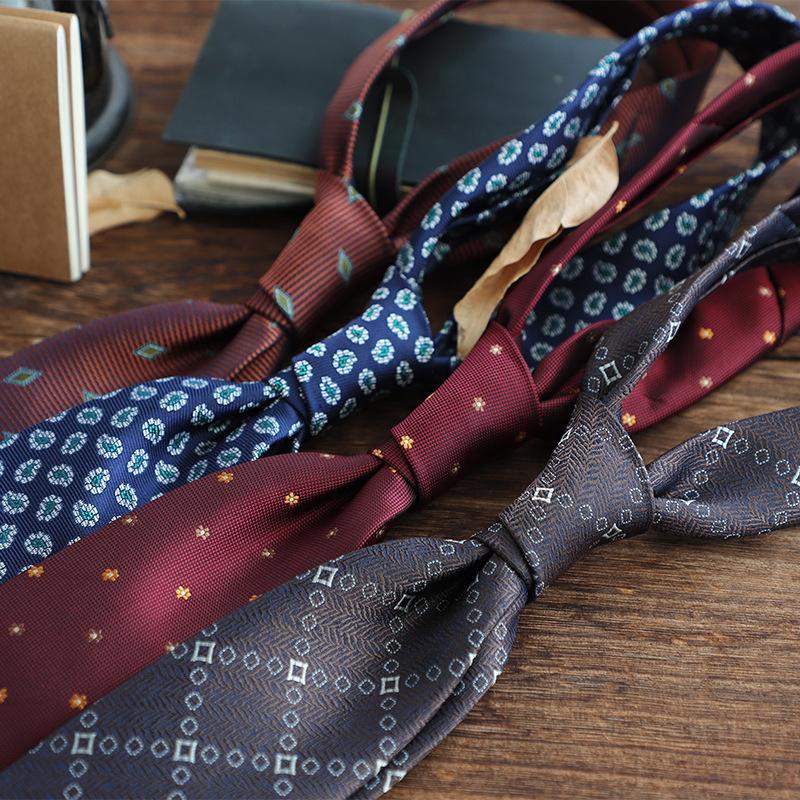 Retro Gentleman Style French 8Cm Men'S Tie, Dark Green Coffee Burgundy Stripe Occupation