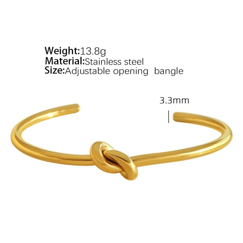 18K Gold-plated Titanium Steel Opening Knotted Bracelet for Women Fashion Simple Non-fading Bangles Jewelry Accessories Gift