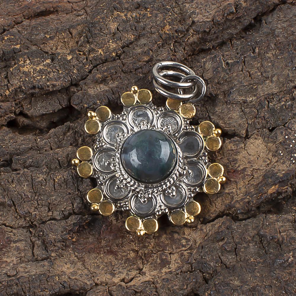 Moss Agate Gemstone Jewelry, 925 Sterling Silver Pendant, Beautiful Handmade Silver Pendant Gift For Love Jewelry Dainty Pendant