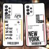 World Travel Ticket Seoul New York Phone Case for Samsung Galaxy A51 A71 A72 A73 A13 A23 A32 A33 A52 M31 M21 M22 A21S Soft Shell