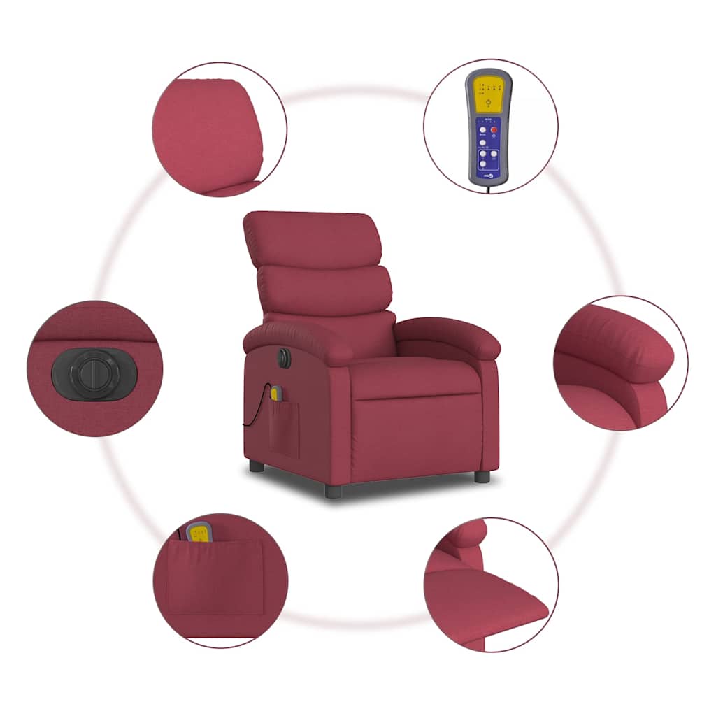 Electric Massage Chair Burgundy Fabric