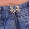 2Pcs Women Tighten Waist Button Metal Pins Clothing Accessories Adjustable Waist Clip Detachable Metal Bear Button for Skirt Pan