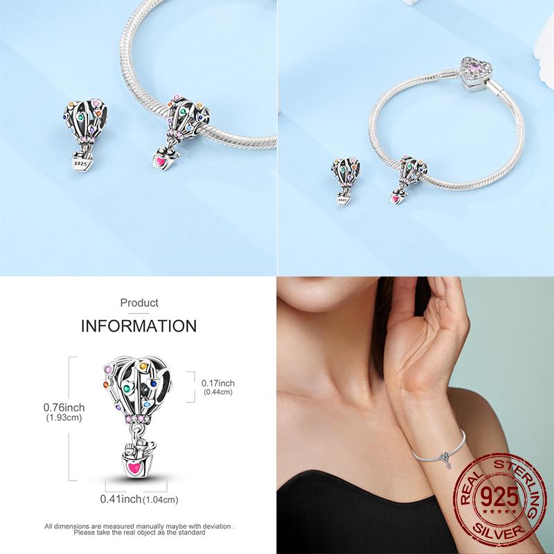 Original Copper Heart Love Beads Air Balloons Charm Bead Fit Bracelet Necklace Women Jewelry Gifts