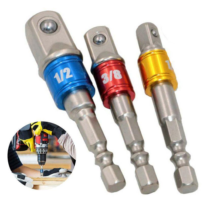 Durable Hex Shank Socket Adapter Set For Drill Drivers With Three Size Options