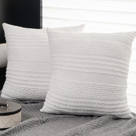 Wrinkled Throw Pillow Cover Decorative Pillow Cover with Hidden Zipper Minimalist White Pillowcase for Home Living Room Sofa Bedroom Decor