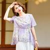 Jianhu Damen Sommer Chiffon Kurzarm Top